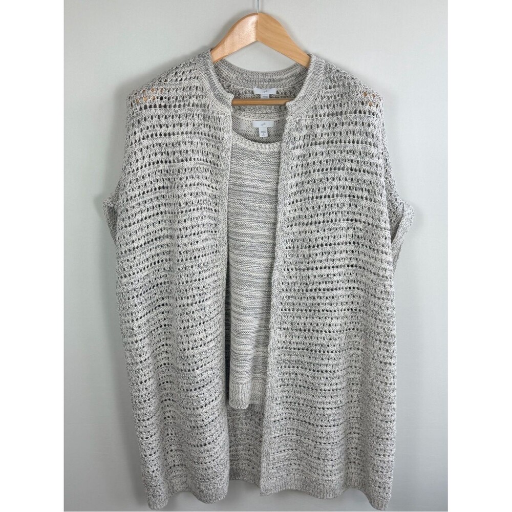 J.Jill Marled Open Knit Cardigan Tank Set XL Petite